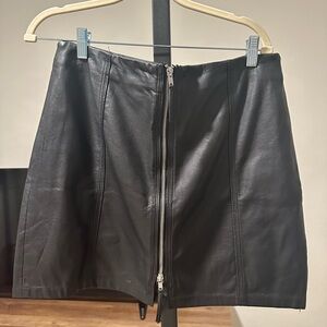H&M Black Faux Leather Mini Skirt